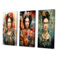 thumbnail image 3 of Designart "Coral Blue Mexico Art Selfportrait With" Portrait Wall Art Set Of 3 - Coral Mexican Art Gallery Wall Set For Home Decor, 3 of 6