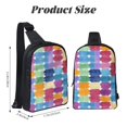 thumbnail image 2 of Chest Bag Dual Pocket 11.8×7.7×2.4in Waterproof Double-Pocket Large Capacity With No Inner Pouch Pockets And Double Drawstrings Aliceblue Colorful Houndstooth Hand-Drawn Sketch_1, 2 of 8