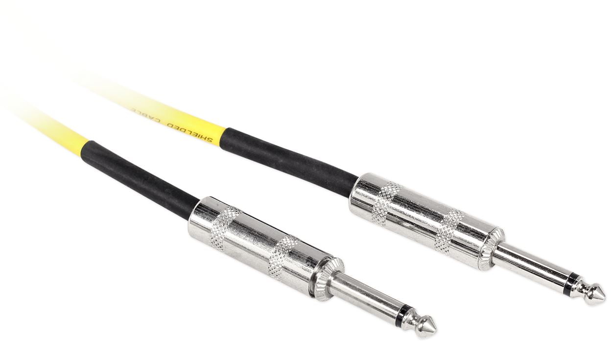 6 Rockville RCGT20Y 20'  1/4" TS to 1/4'' TS Guitar/Instrument Cable