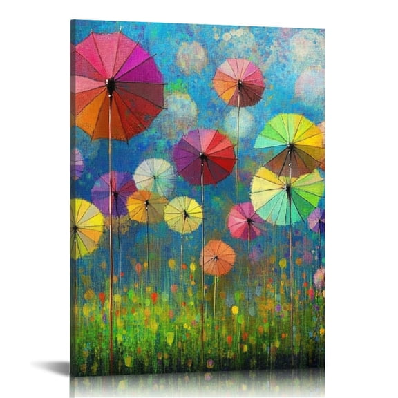Patifu Umbrellas Sky Field Canvas Wall Art Home Decor 16x20 12x16 in
