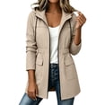thumbnail image 2 of Jsaierl Women's Hooded Utility Anorak Jacket Drawstring Waist with Flap Pockets Lightweight Spring Fall Casual Travel Coat, 2 of 9