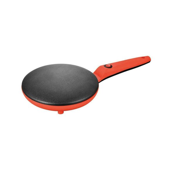 AMERTEERNon-Stick Pan Instant Crepe Maker 8” Griddle Crepe Maker Non Stick Electric Pan Auto Thermostat Control Handheld Long Handle Portable Breakfast Maker For Pancake Chapati