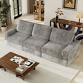 thumbnail image 4 of 107'' Gray Corduroy Sectional Sofa, 3 Seater Modern Modular Oversized Upholstered Couch with Comfy Pillows Deep Seat And Square Arm For Living Room Bedroom Apartment Office (Grey, 3 Seater), 4 of 10