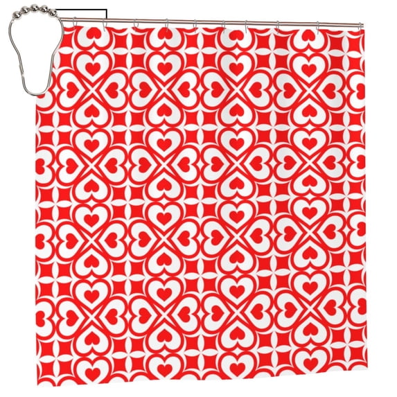 XMXY Background Red Checker Long Shower Curtains, Waterproof Weighted Thick Bathroom Curtain with 12 Iron Hook, 72x72 Inch