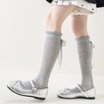 thumbnail image 2 of Girls Knee High Socks Lightweight Knitting Stocking Ruffle Crew Solid Color Long Socks Cut Bow Kids Toddler Dress Sock, 2 of 6