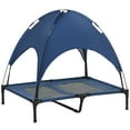 thumbnail image 2 of PawHut Elevated Portable Dog Cot Pet Bed with UV Protection Canopy Shade, 36 inch, Dark Blue, 2 of 9