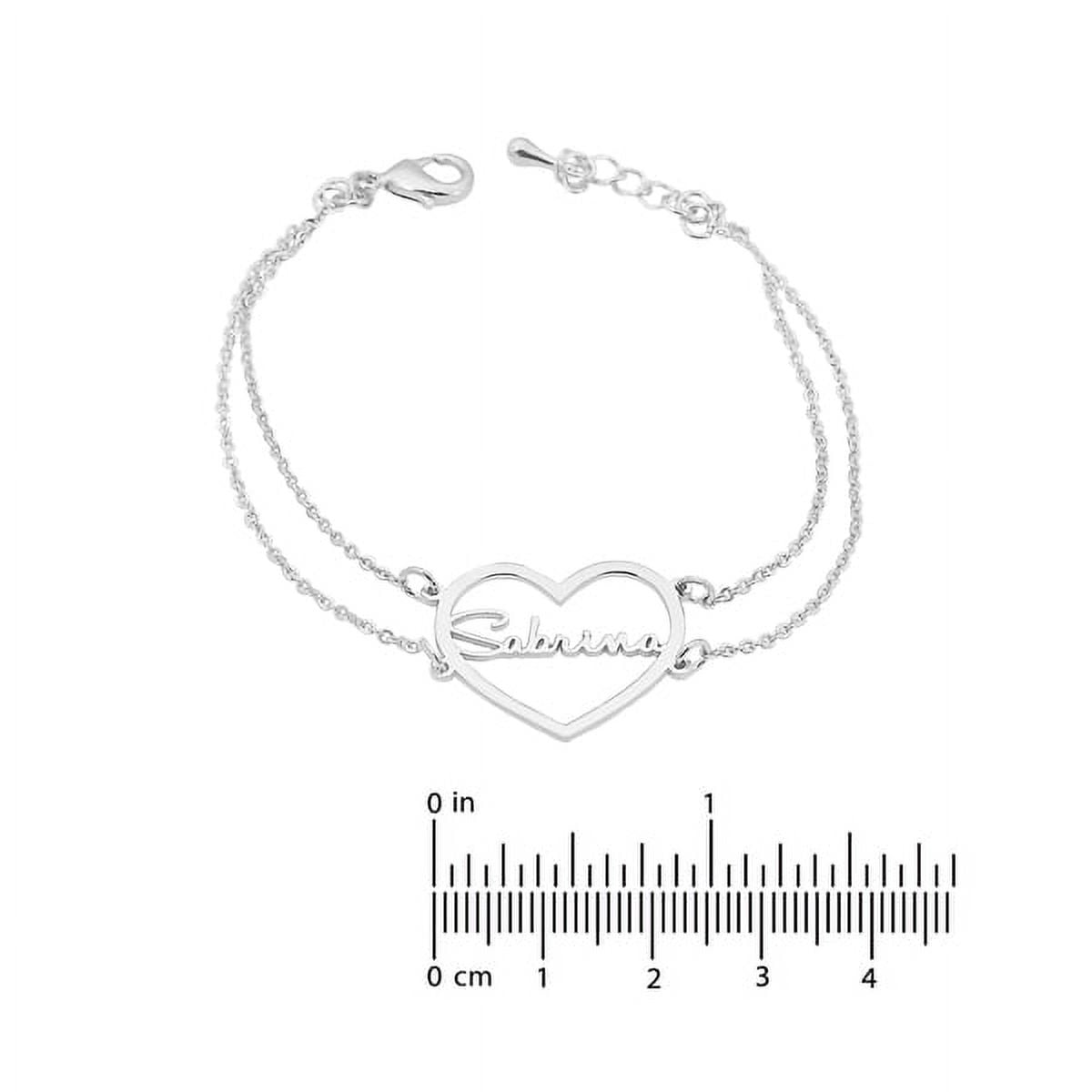 Personalized 7-inch Double Chain Heart-Shaped Name Bracelet