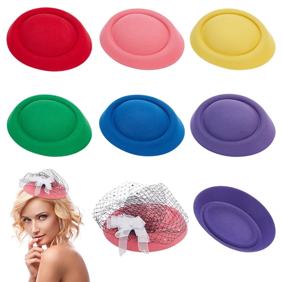 1set 6pcs 6 colors Velvet Cloth Mini Hat Fascinator Base for DIY Crafts Hair Accessories Decoration Mixed color 160x135x39mm 1pc/color