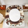 thumbnail image 5 of Castle Fairy Western Cowboy Horseshoe 4 Pieces Queen Sheet Sets for Teens Boys Girls,Animal Cow Print Ultra Soft Flat Sheet,Bohemian Western Aztec Queen Fitted Sheet,Microfiber Bedroom Decor, 5 of 7