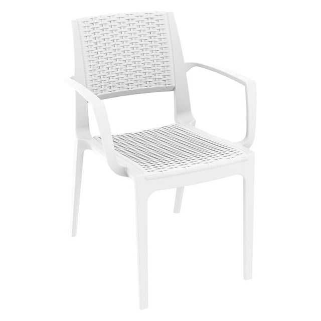 Compamia Capri Chaise de Salle à Manger de Patio en Résine avec Accoudoirs, Blanc