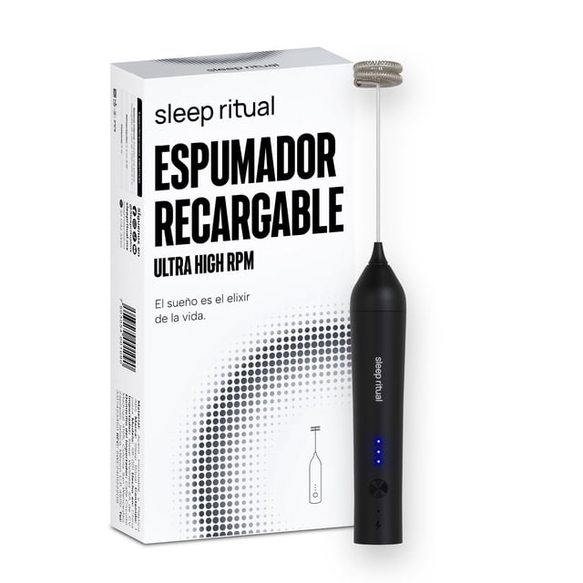 Sleep Ritual Espumador de Leche Recargable con 3 Velocidades. Batidor Premium de Mano Cargado Rapido Ideal para Agua o Leche. Milk Frother