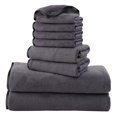 thumbnail image 1 of Juego de toallas Cosy Family de microfibra, 8 piezas, gris oscuro, 1 of 7