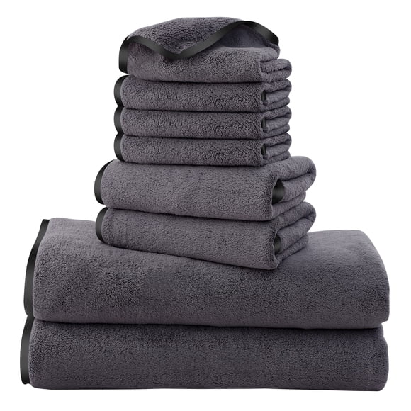 Juego de toallas Cosy Family de microfibra, 8 piezas, gris oscuro