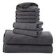 thumbnail image 1 of Juego de toallas Cosy Family de microfibra, 8 piezas, gris oscuro, 1 of 7