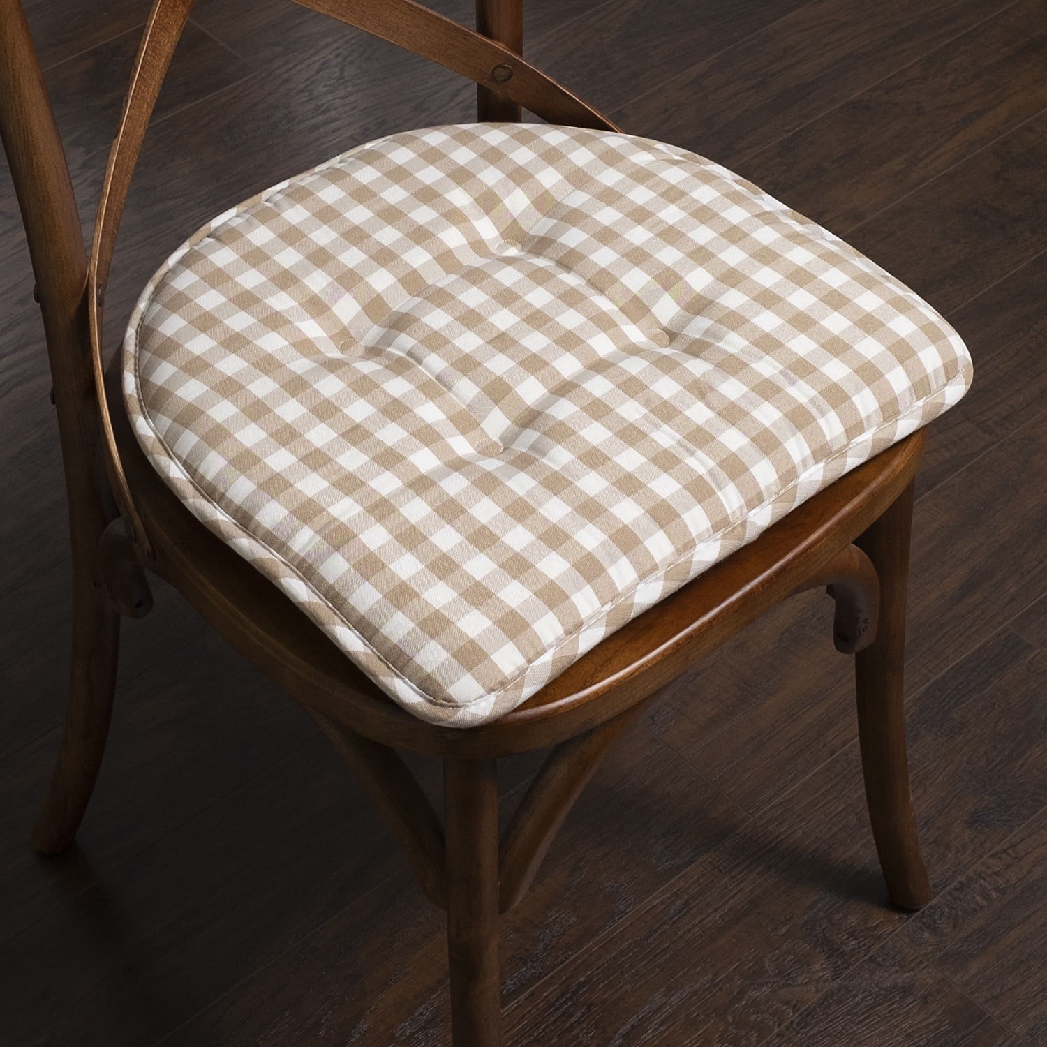 Checkered Memory Foam U-Shape Non-Slip Chair Cushion Pad 2 Pack - Taupe/White