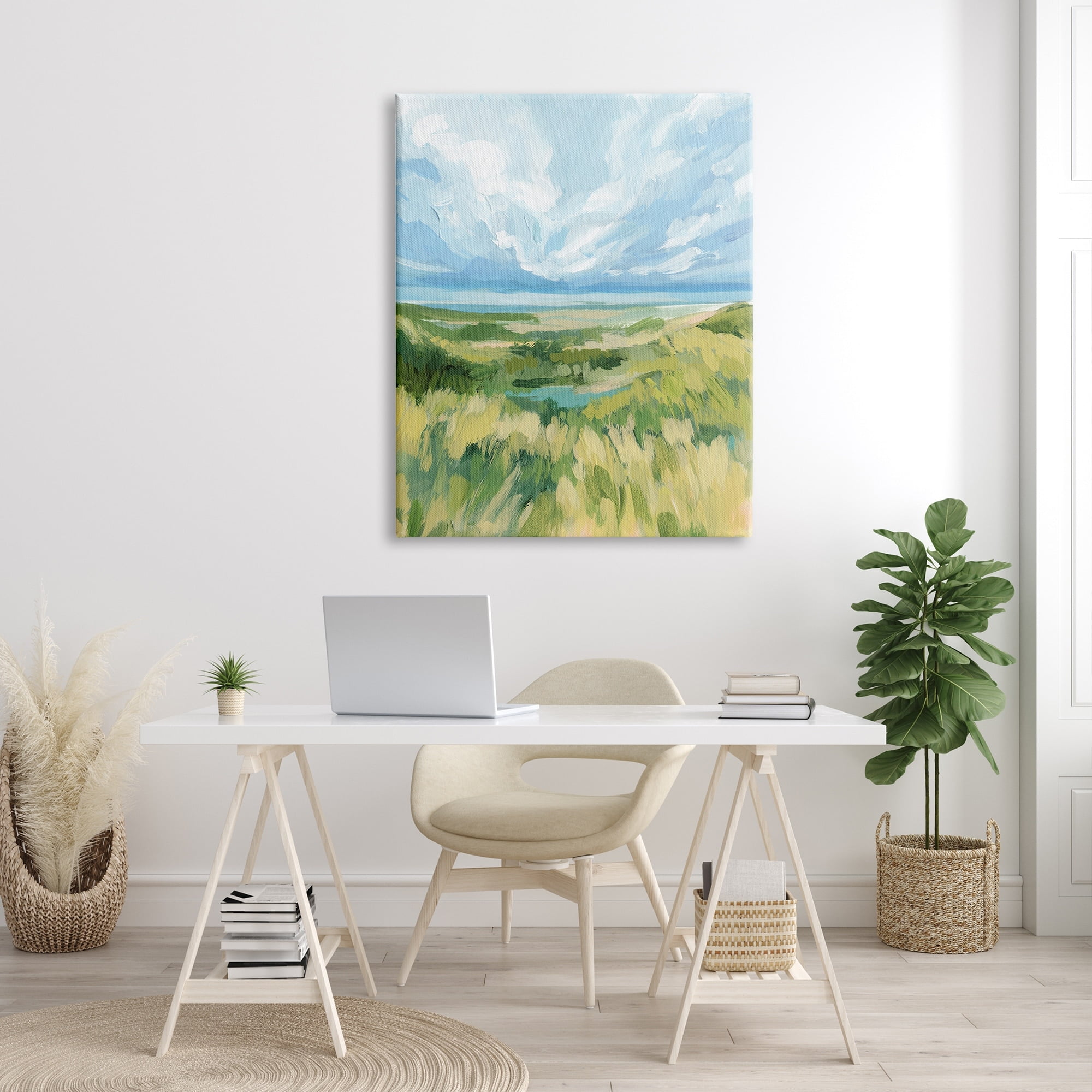 Stupell Coastal Grassy Dunes Landscape Landscape Painting Gallery Wrapped Canvas Print Wall Art