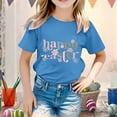 thumbnail image 2 of PMVFHDE T-Shirt pour Filles T-Shirts Graphiques Mignons Hauts d'Été pour Filles Enfants Pâques T-Shirt Graphique Mignon Col Rond Manches Courtes T-Shirt Décontracté d'Été Bleu, 2-3 Ans, 2 of 4