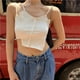 thumbnail image 5 of Txlixc Camisola de punto acanalado para mujer, correa de espagueti con dobladillo irregular Txlixc Sexy, 5 of 8
