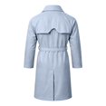 thumbnail image 5 of Mens Trench Coat Double Windbreaker Overcoat Notched Lapel Long Jacket Overcoat Fall Winter Business Long Jacket Light Blue XL, 5 of 5