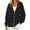 Black, variant on JIAYUE Women Plain Hooded Sweatshirt Jacket Soft Full Zipper Elastic Ribbed Cuffs And Hem Daily Hoodies Coat For Weekend Workout And Trips