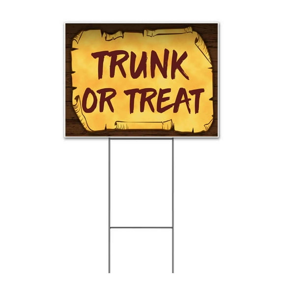 Trunk Or Treat Scroll (18" X 24") Yard Sign, Includes Metal Step Stake