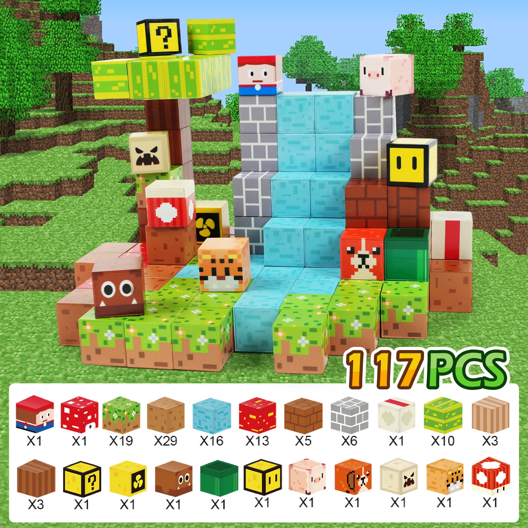 Jaawind Magnetic Blocks - 117 PCS Magnet Building Cubes Game Set for Boys & Girls Age 3 4 5 6 7 8, Sensory Stacking Toys for Toddlers Kids