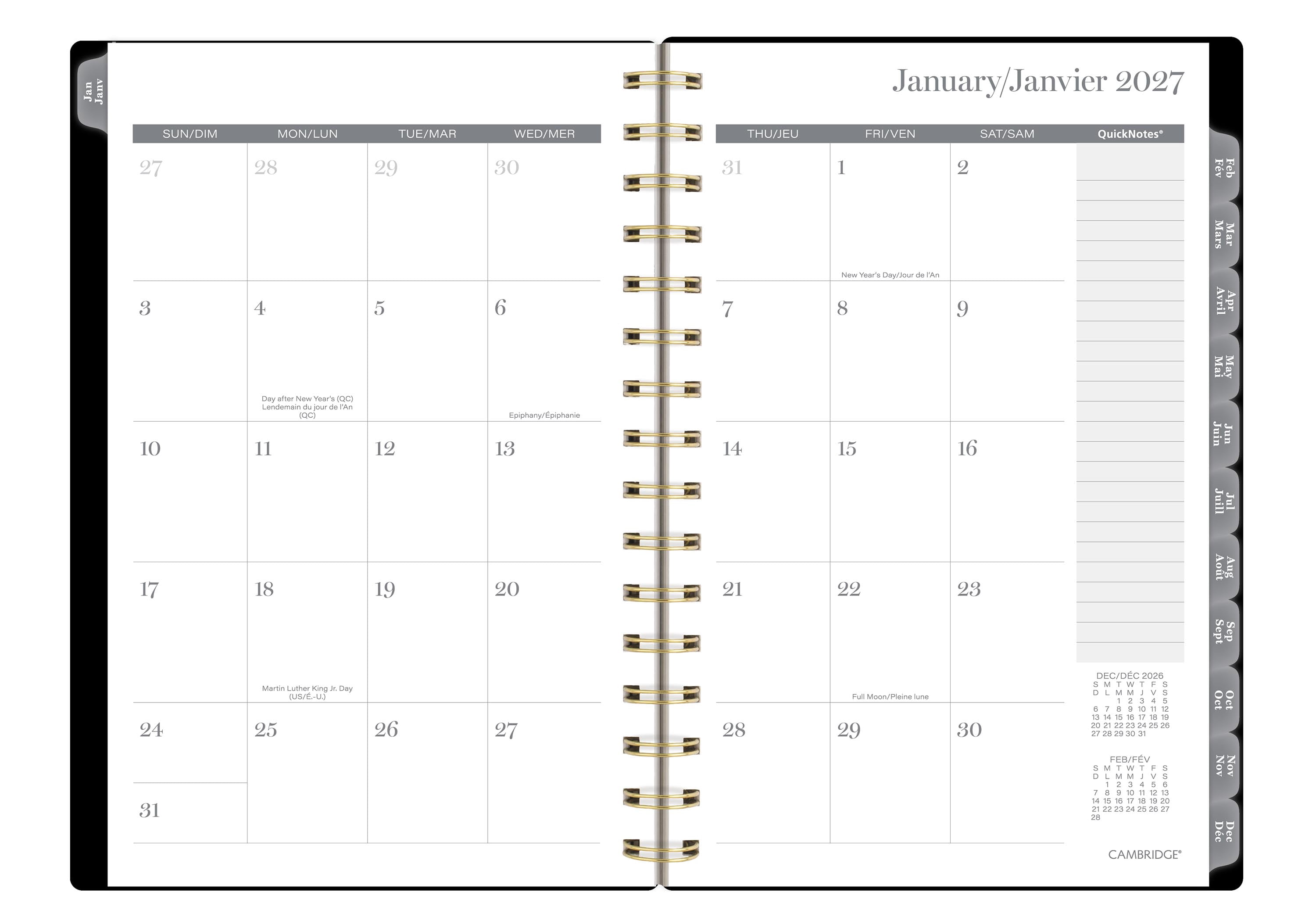 2027 Cambridge® Midnight Garden Peony Small Weekly and Monthly Planner