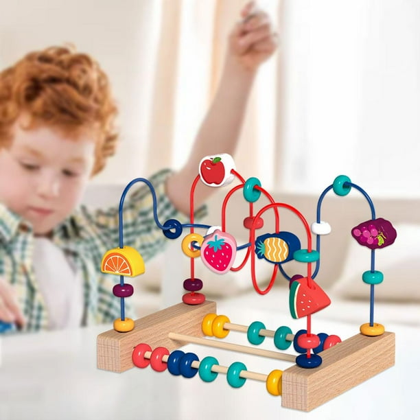 Bead Maze Montessori Toys Wooden Bead Maze Activity Roller Coaster Abacus for Fruit