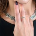 thumbnail image 4 of Anillos de 26 letras para mujer: anillos abiertos ajustables con diamantes de imitación y circonitas, accesorios de joyería (N, ajustable), 4 of 4