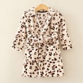 thumbnail image 2 of Toddler Boys Girls Flannel Bathrobes Kids Soft Hooded Sleepwear Cartoon Print Night-robe Kids Flannel Hooded Bathrobe 2T 3T 4T 5T 6T 7T Toddler Plush Robes With Belt,Coffee,Size 6-7T, 2 of 4