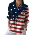 thumbnail image 2 of Chandails pour Femmes Seductiva Rabais de 50 % Liquidation Chandail Rétro pour Femmes Fête de l'Indépendance Drapeau Américain Imprimé Floral Chandail à Imprimé Artistique Chandail Décontracté à Col en V, 2 of 4