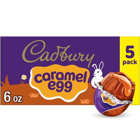 Cadbury Caramel Egg Milk Chocolate Caramel Easter Candy, Eggs 1.2 oz, 5 Count