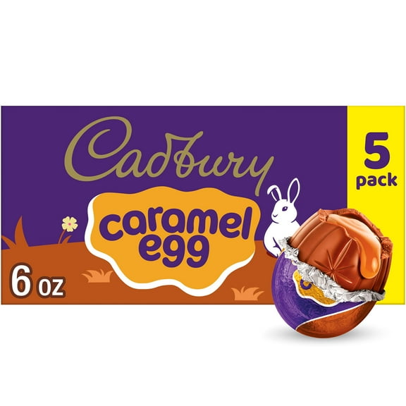 Cadbury Caramel Egg Milk Chocolate Caramel Easter Candy, Eggs 1.2 oz, 5 Count
