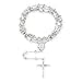 thumbnail image 3 of Me Plus 6mm CCB Beads Alloy Crucifix Cross Pendant Rosary Catholic Necklace 20" (R4R-Silver), 3 of 4