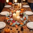 thumbnail image 4 of Fall Wreath for Front Door, Autumn Artificial Leaf Wreath with Metal Ring, Thanksgiving Harvest Hanging Ornament for Wall Home Fall Decor, 4 of 7
