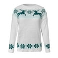 thumbnail image 3 of Arlun Women's Christmas Sweaters Funny Cute Reindeer Snowflake Patterns Knitted Tops Holiday Crewneck Long Sleeve Soft Comfort Loose Pullover Jumpers Green L, 3 of 6