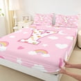thumbnail image 4 of Feelyou Cute Rainbow Love Heart Bed Sheets for Girls, Lovely Star Moon King Sheets, Pink, 4pcs, 4 of 5