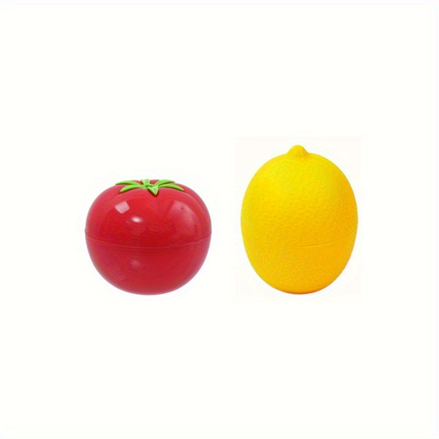 QJUHUNG Ensemble de 3 Pcs Organisateurs de Réfrigérateur en Plastique Réutilisables en Forme de Fruits et Légumes pour Aliments Citron Tomate Oignon Gadgets de Cuisine avec Couvercles Lavables à la Main Ronds