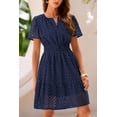 thumbnail image 4 of Vestido PRETTYGARDEN 2025 de verano azul marino con cuello en V y encaje, talla M, 4 of 8
