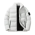 thumbnail image 3 of Mens Puffer Jacket Plus Size Lightweight Warm Quilted Coats Water Resistant Bubble Jacket Insulated Winter Coat for Outdoor Casual,White,M, 3 of 3