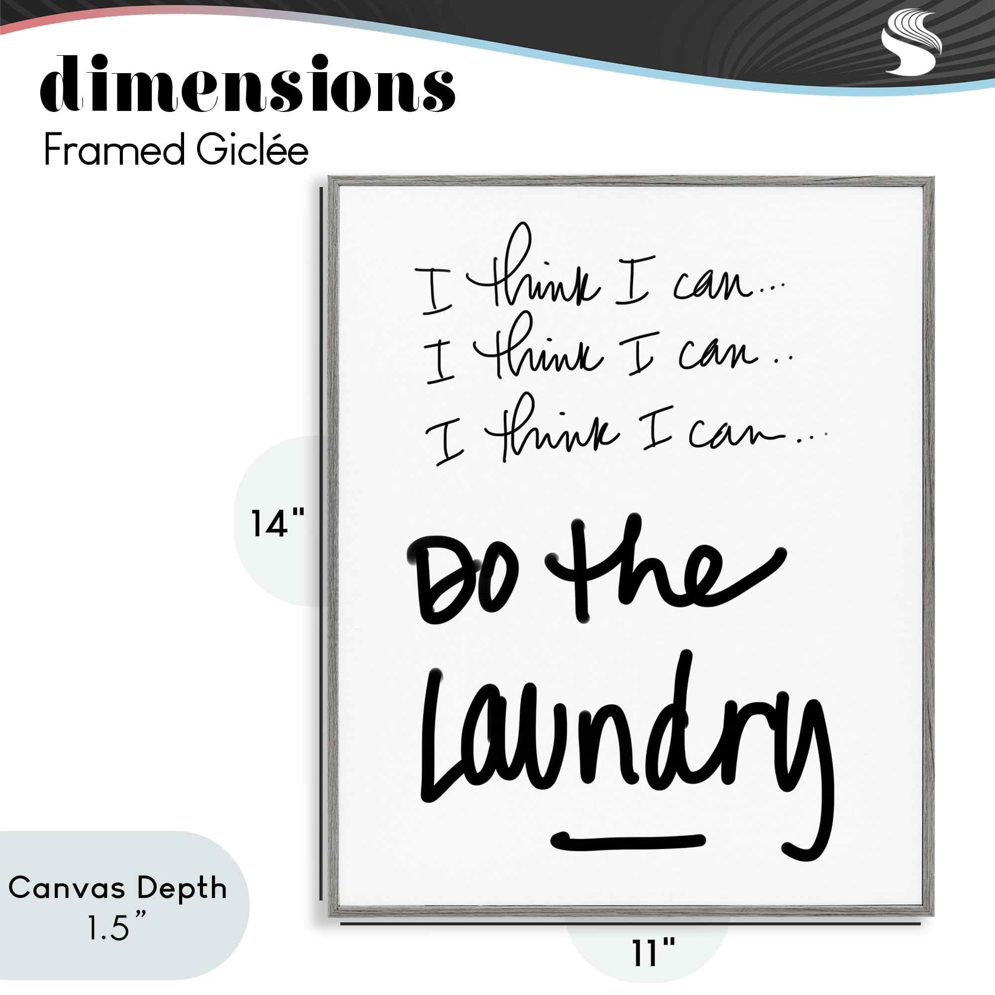 Stupell Industries Think I Can Do Laundry Gray Framed Giclee Art, design by SD Graphics Studio