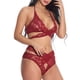 thumbnail image 4 of Conjunto de ropa interior de malla de encaje para mujer, lencería sexy, ropa de dormir, rojo vino, XXL tholdsy XX000073-20, 4 of 7
