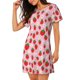 thumbnail image 2 of Fotbe Hand Drawn Strawberry Bata de Dormir para Mujer con Estampado, Camisón de Algodón de Manga Corta, Ropa de Dormir Casual, 2 of 6