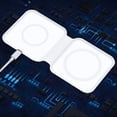 thumbnail image 2 of inalámbrico plegable 2 en 1 con doble carga magnética , Color blanco, compatibilidad amplia práctica Baoblaze Estación de carga del teléfono de la tableta, 2 of 8