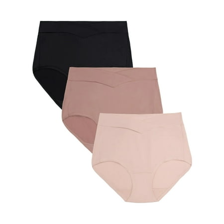 Vanity Fair Radiant Women's Silky Stretch Brief Underwear - V-Front Waist, Comfort Stretch, 3-Pack, Sizes S-5XL