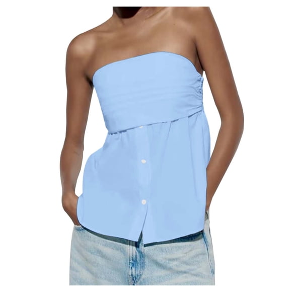 HNMKIU Travel Lightweight Tanks Women's Sexy Bandeau Top Unique Design Wrap Chest Crop Shirt For Party Clubwear