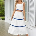 thumbnail image 4 of HAiming Skirts Sets for Women Square Neck Tank Top High Waist Skirts 2 Piece Cute Summer Vacation Outfit, 4 of 5