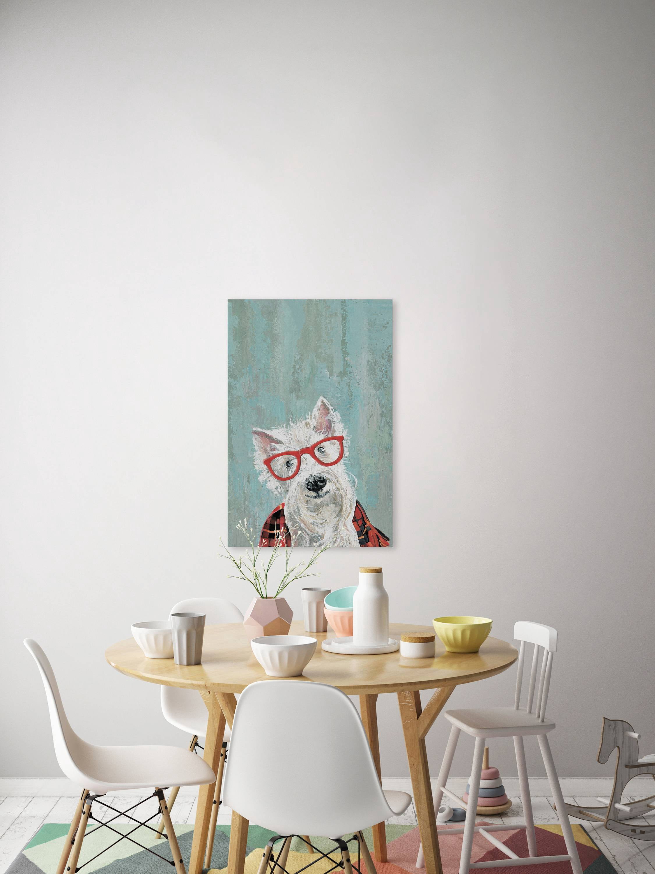 Marmont Hill "Furry Dog in a Sunglass" Painting Print on Wrapped Canvas