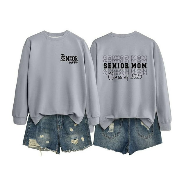 Kcodviy Ladies Senior Mom 2025 Casual Sweatsuits Women Set Shirt 2025 Graduating Class Color Up Sweatshirt T Shirt Print Comfortable Tops Women Long Sleeve Shirt
