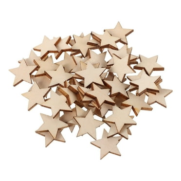OUNONA 50pcs Mini Wooden Stars For Crafts Unfinished Wood Star Cutouts For Diy Projects Christmas Decorations And Crafting Star Wood Shapes For Painting And Decorating